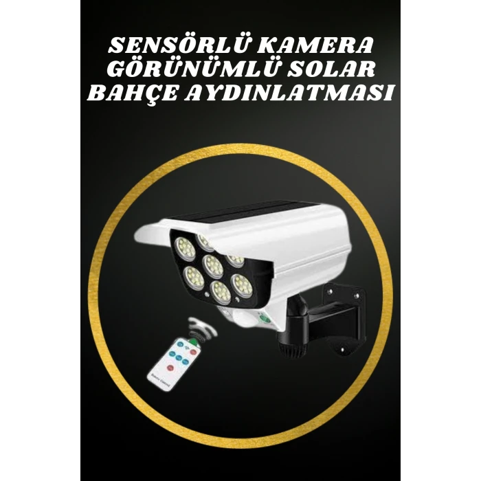 Solar Lamba Kamera Görünümlü Duvar Lambası Dönebilen Bahçe Aydınlatması