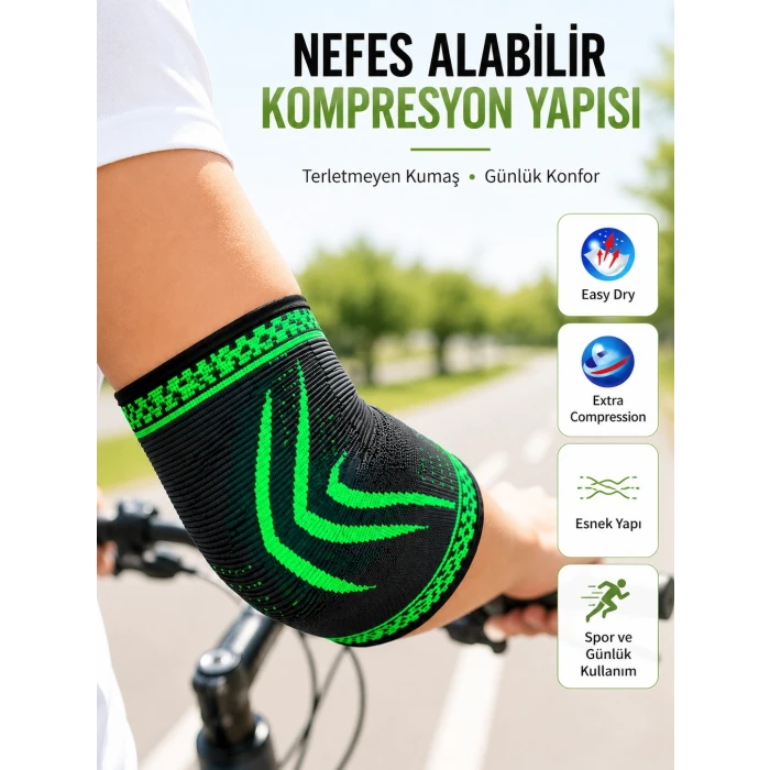 Spor Dirsekliği Dirsek Koruyucu Kompresyonlu Nefes Alabilir Esnek Destek Bandajı