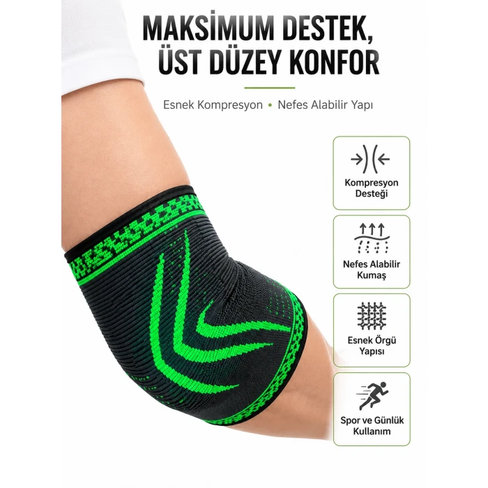Spor Dirsekliği Dirsek Koruyucu Kompresyonlu Nefes Alabilir Esnek Destek Bandajı
