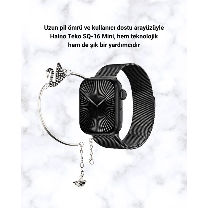 SQ-16 Mini Series 10 Akıllı Saat | Şık ve Hafif Tasarım, 3 Kordon Seçeneği