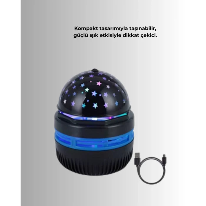 Star Master Galaxy Projektör – 360° Dönebilen Gece Lambası, Dekoratif Ambiyans Işığı