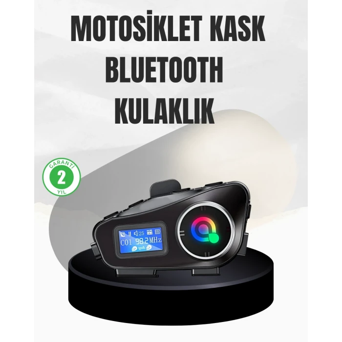 LCD Ekranlı Bluetooth Kask Kulaklığı FM Radyo ve SD Kart Girişli