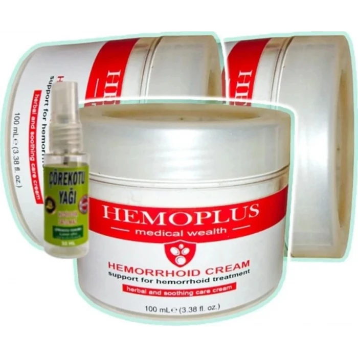 SÜPER HEMOPLUS KREM 100 ML X 3 ADET + ÇÖREK OTU YAĞI 30 ML