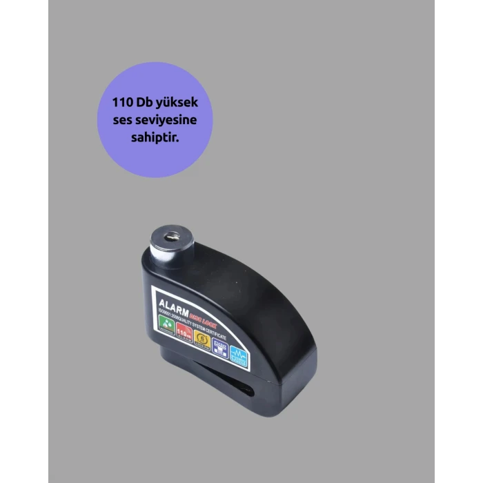 Suya Dayanıklı 110dB Alarmlı Çelik Disk Kilidi Yeni Nesil