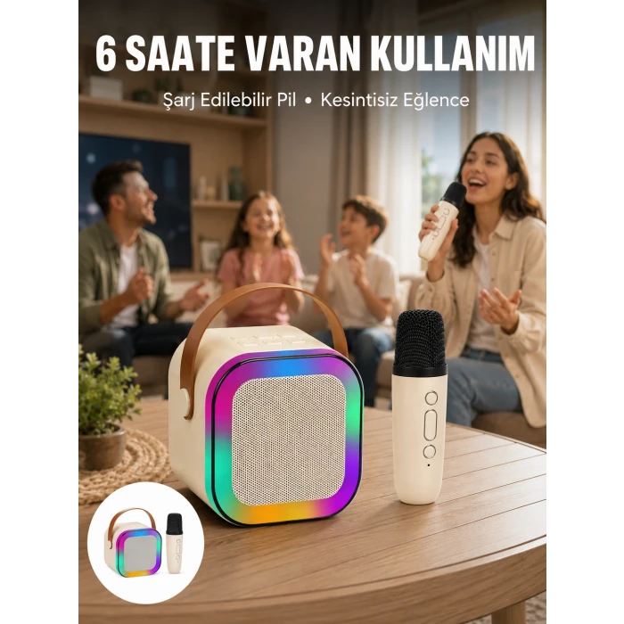Taşınabilir Karaoke Mikrofon Seti Bluetooth Hoparlörlü Yeni Nesil