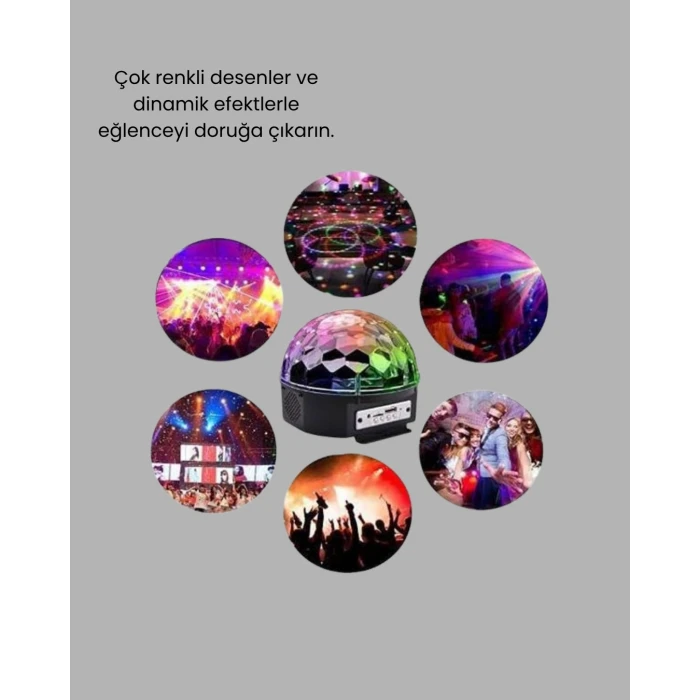 Taşınabilir Mini Disko Topu Lamba – Müzikle Senkronize Işık Efekti ve Parti Atmosferi