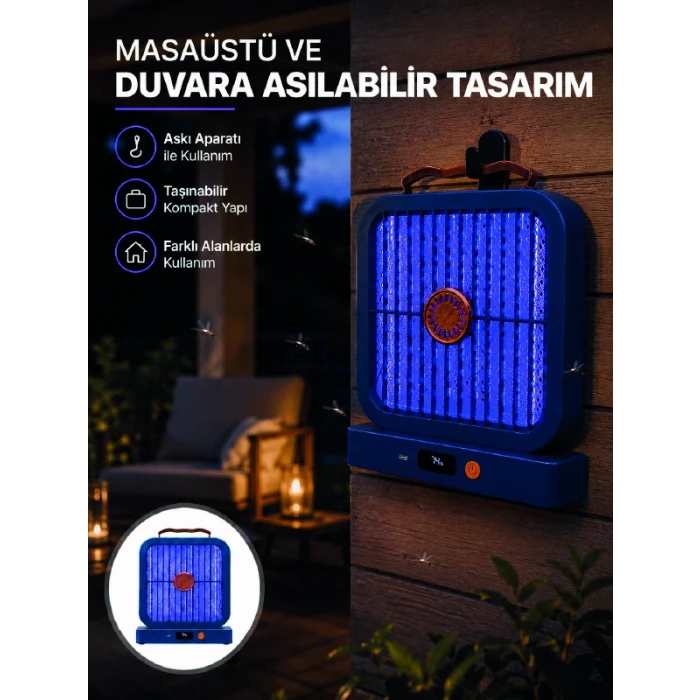 Taşınabilir Şarjlı Sivrisinek Öldürücü UV Işıklı Mavi Model