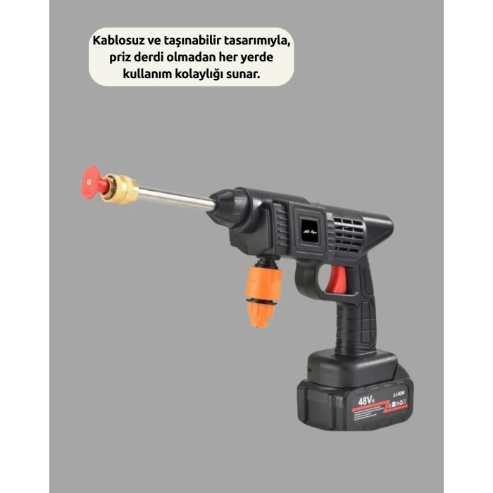 TEK BATARYALI 48V Şarjlı Basınçlı Yıkama Makinesi