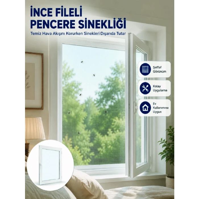 Tek Kanatlı Cırt Bantlı Pencere Sinekliği