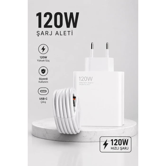 Turbo Hızlı Şarj Destekli 120W USB-C Şarj Seti