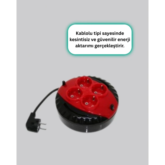 Türkiye Üretimi 5 Metre 4 Prizli Kablolu Makara