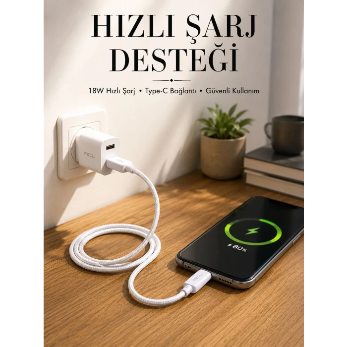 Type-C Girişli Cihazlar İçin Şarj Kablosu