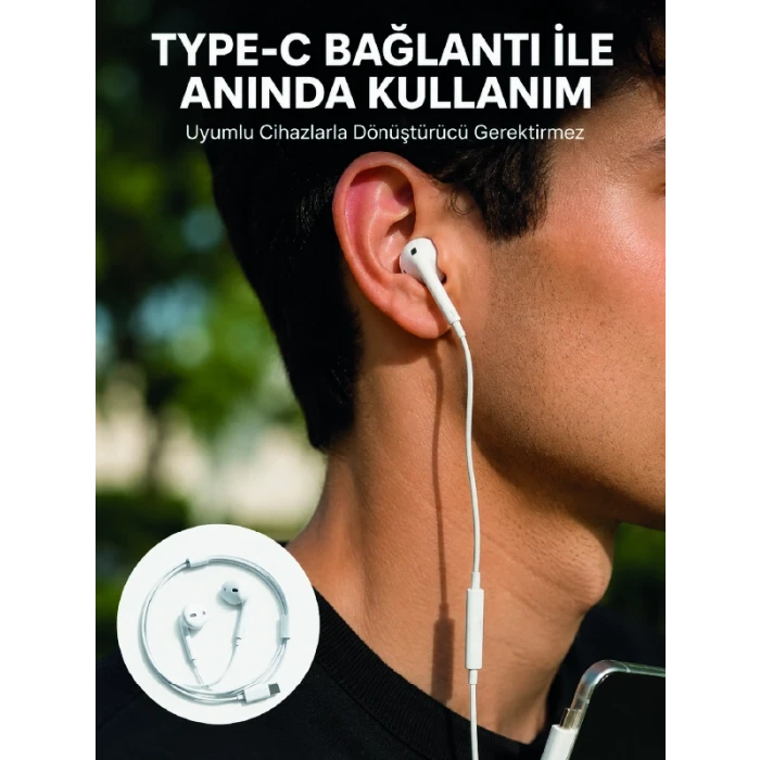 Type C Kablolu Kulak İçi Kulaklık Net Ses ve Güçlü Bas Deneyimi Yeni Nesil
