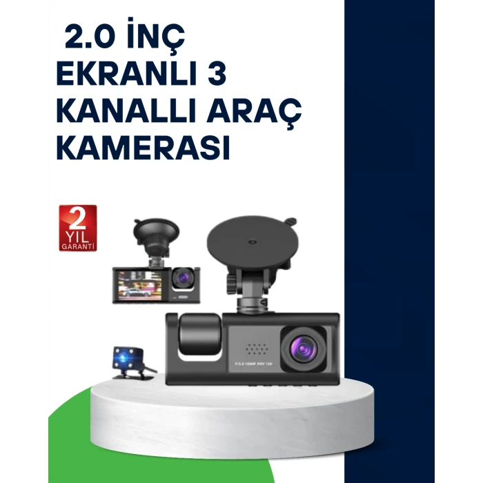 Üç Kameralı Araç Kamerası Full HD Gece Görüş G-Sensör