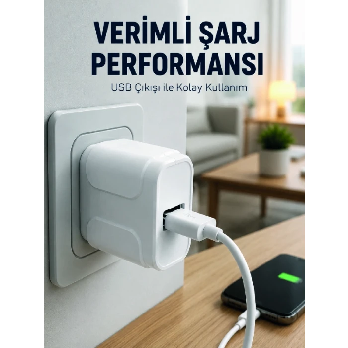 USB Girişli 12W Şarj Adaptörü Kompakt Telefon Şarj Cihazı