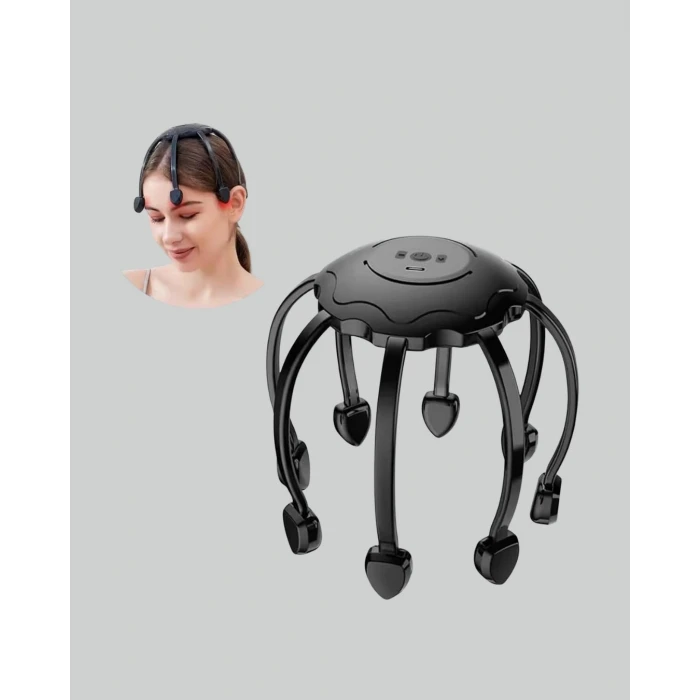 USB Şarjlı Kafa Masaj Aleti 3 Modlu 8 Başlıklı Stres Giderici
