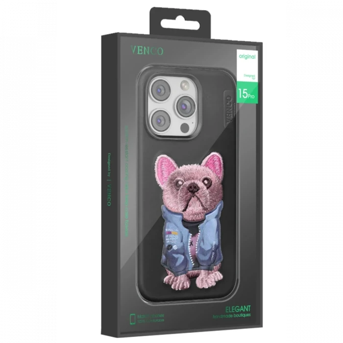 Venco Apple iPhone 16 Cute Desenli Kapak - Siyah