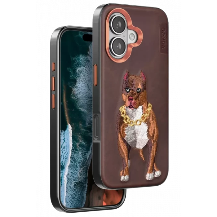Venco Apple iPhone 16 Perma Desenli Kapak - Kahverengi