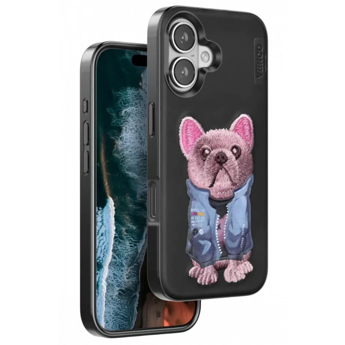 Venco Apple iPhone 16 Cute Desenli Kapak - Siyah