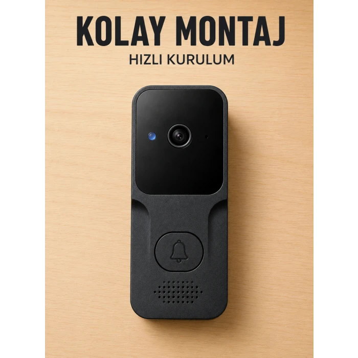 Wi-Fi Akıllı Görüntülü Kapı Zili | HD Kamera, Gece Görüşü ve Telefon Bildirimli