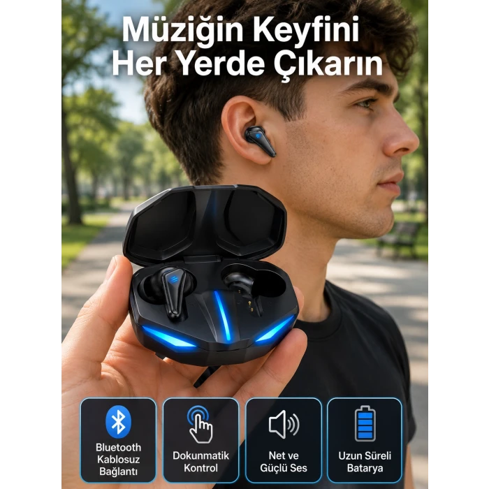 Wireless Gaming Kulaklık Mikrofonlu Bluetooth Oyuncu Kulaklığı