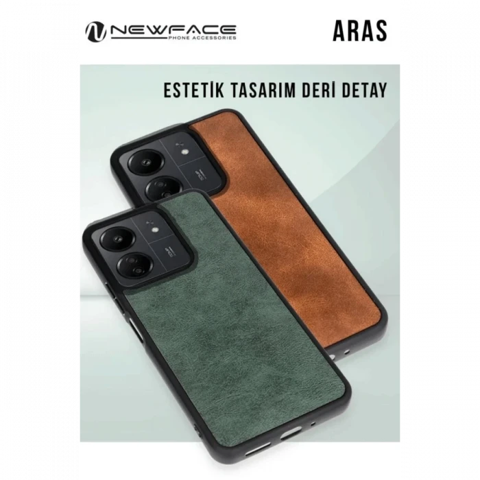 Xiaomi Redmi 14C Kılıf Aras Deri Kapak - Taba