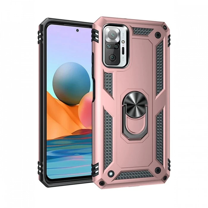 Xiaomi Redmi Note 10 Pro Kılıf Sofya Yüzüklü Silikon Kapak - Rose