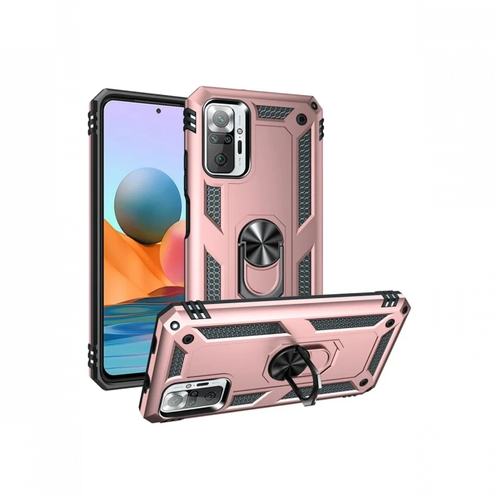 Xiaomi Redmi Note 10 Pro Kılıf Sofya Yüzüklü Silikon Kapak - Rose