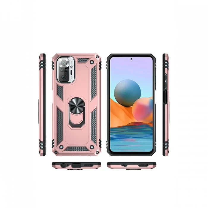 Xiaomi Redmi Note 10 Pro Kılıf Sofya Yüzüklü Silikon Kapak - Rose