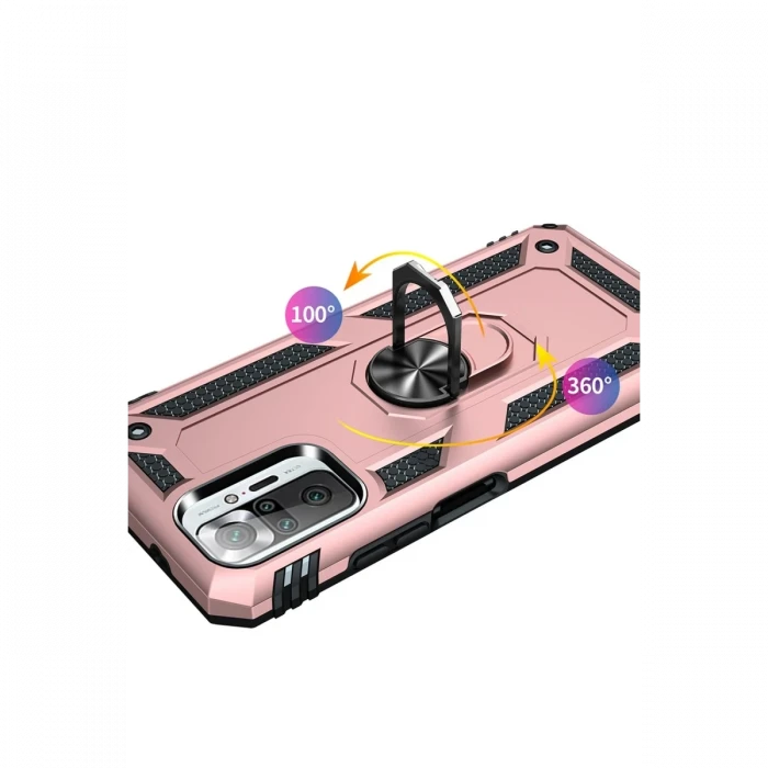 Xiaomi Redmi Note 10 Pro Kılıf Sofya Yüzüklü Silikon Kapak - Rose