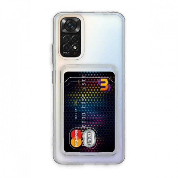 Xiaomi Redmi Note 11 Kılıf Kart Şeffaf Silikon - Şeffaf