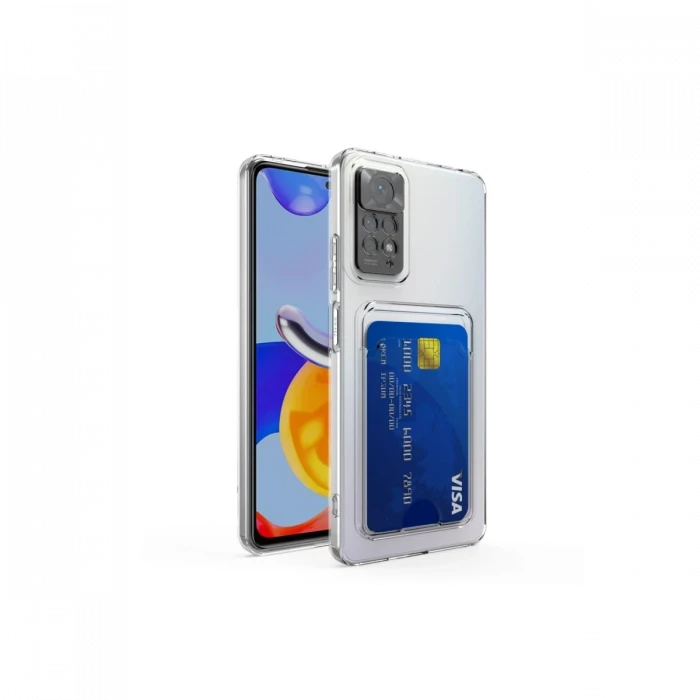 Xiaomi Redmi Note 11 Kılıf Kart Şeffaf Silikon - Şeffaf