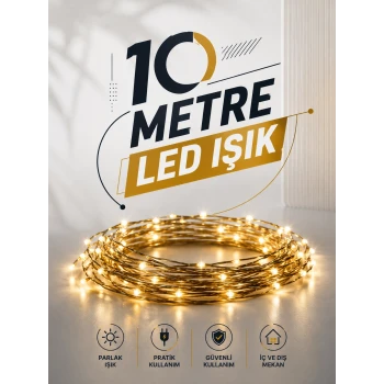 10 Metre Led Işık Gün Işığı Her Ortama Uygun Ampüllü