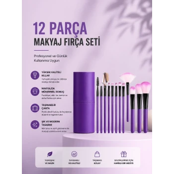 12li Makyaj Fırça Seti Yumuşak Kıllı Profesyonel Kullanıma Uygun
