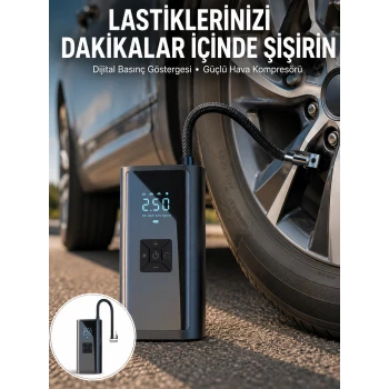 12V Uyumlu Çok İşlevli Akıllı Araç Lastik Pompası Yeni Nesil