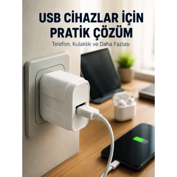 12W USB Şarj Adaptörü 5V 2.4A Hızlı ve Güvenli Şarj Başlığı