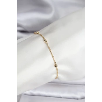 14K Gold Renk Kaplama Topçuklu Model CM Kadın Bileklik