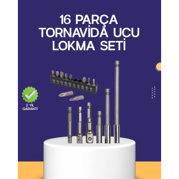 16 Parça Bits ve Adaptör Seti Vidalama Tamir Bakım Seti