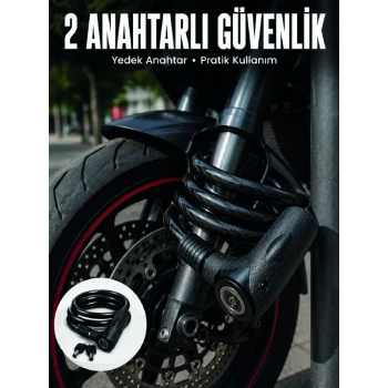 180 cm Uzun Çelik Halatlı Anahtarlı Kilit ile Güvenli Park Deneyimi