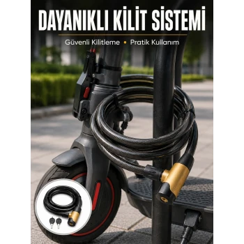 200 cm Uzun Çelik Kablo Kilidi Dayanıklı Anahtarlı Motor ve Bisiklet Kilidi