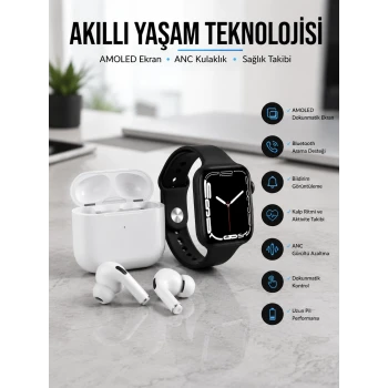 2025 Model Akıllı Saat ve Yeni Nesil Pro Bluetooth Kulaklık TWS Yüksek Ses Kaliteli