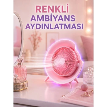 3 Hız Ayarlı USB Şarjlı RGB Masa Fanı