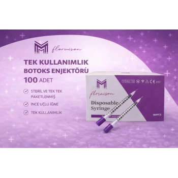 30G x 8MM 1 ML Tek Kullanımlık Hassas Uçlu Botoks Enjektörü 100 Adet 1 Kutu