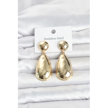 316L Çelik Gold Renk Damla Model Kadın Küpe