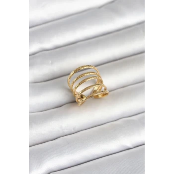 316L Çelik Gold Renk Sıralı Model Kadın Yüzük