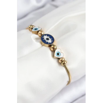 316L Çelik Göz Charm Model Gold Renk Kadın Bileklik