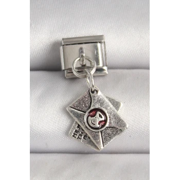 316L Çelik Gümüş Renk Mektup Model Nomination Charm