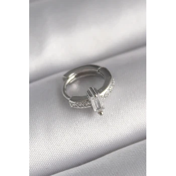 316L Çelik Gümüş Renk Zirkon Taşlı Tragus Piercing