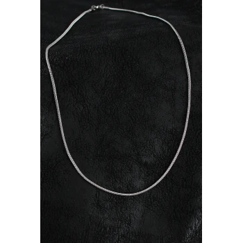 316L Çelik Örme Zincir Model Gümüş Renk Erkek Kolye