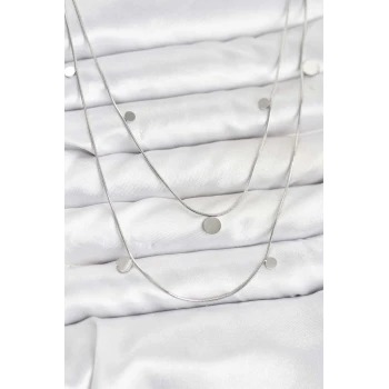 316L Çelik Zincir Gümüş Renk Pullu Kadın Kolye